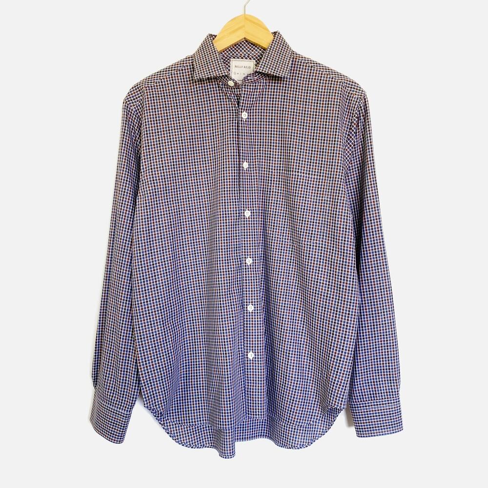 Billy Reid Gingham Standard Cut Button Up Shirt Small